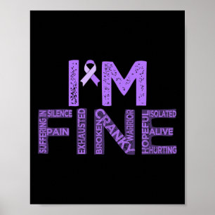 Fijne fibromyalgie Warrior Fibro Awareness Paarse Poster