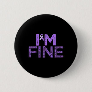Fijne fibromyalgie Warrior Fibro Awareness Paarse  Ronde Button 5,7 Cm