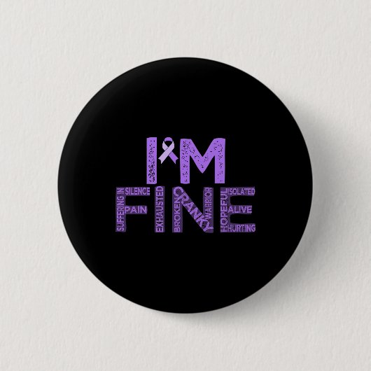 Fijne fibromyalgie Warrior Fibro Awareness Paarse Ronde Button 5,7 Cm (Voorkant)