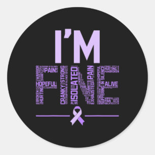 Fijne fibromyalgie Warrior Fibro Awareness Paarse Ronde Sticker