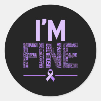 Fijne fibromyalgie Warrior Fibro Awareness Paarse  Ronde Sticker