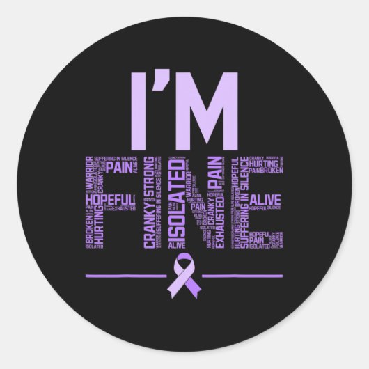 Fijne fibromyalgie Warrior Fibro Awareness Paarse  Ronde Sticker (Voorkant)