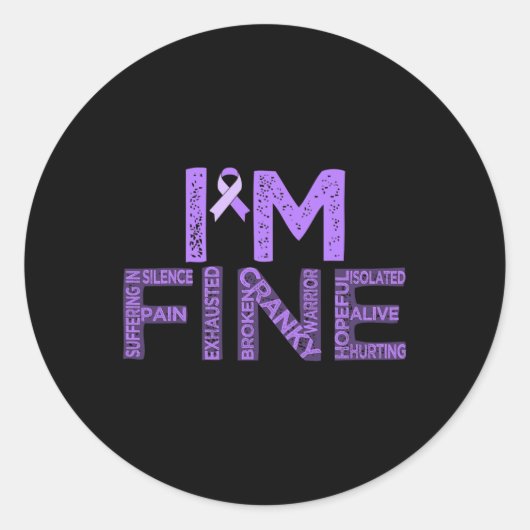 Fijne fibromyalgie Warrior Fibro Awareness Paarse Ronde Sticker (Voorkant)