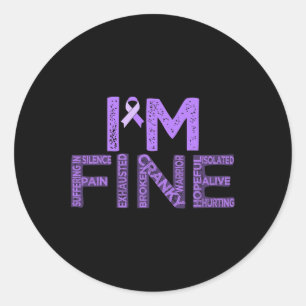Fijne fibromyalgie Warrior Fibro Awareness Paarse  Ronde Sticker