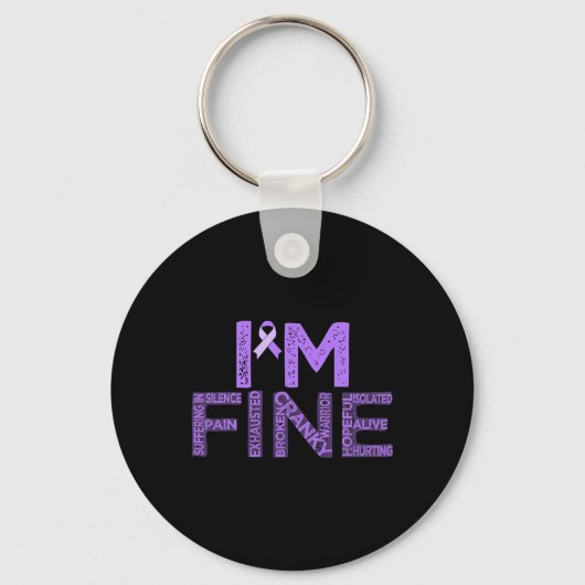 Fijne fibromyalgie Warrior Fibro Awareness Paarse  Sleutelhanger (Voorkant)
