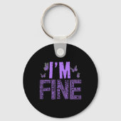Fijne fibromyalgie Warrior Fibro Awareness Paarse  Sleutelhanger (Voorkant)