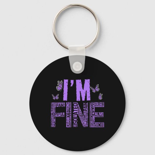 Fijne fibromyalgie Warrior Fibro Awareness Paarse  Sleutelhanger (Voorkant)