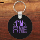 Fijne fibromyalgie Warrior Fibro Awareness Paarse  Sleutelhanger (Voorkant)