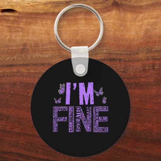 Fijne fibromyalgie Warrior Fibro Awareness Paarse  Sleutelhanger (Voorkant)
