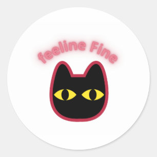 Fijne fijne neon kat uitknip sticker