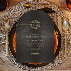 Fijne filigraan Gouden Trouwboog ID871 Kaart