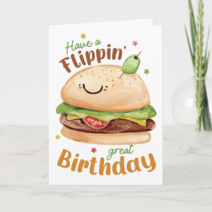 Fijne Flippin' Verjaardag – Grappige Burger Kaart