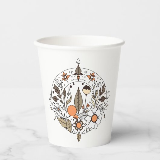 Fijne flora N02 Papieren Bekers (Voorkant)