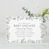 Fijne Floral Baby Shower-uitnodigingen Kaart (Staand voorkant)