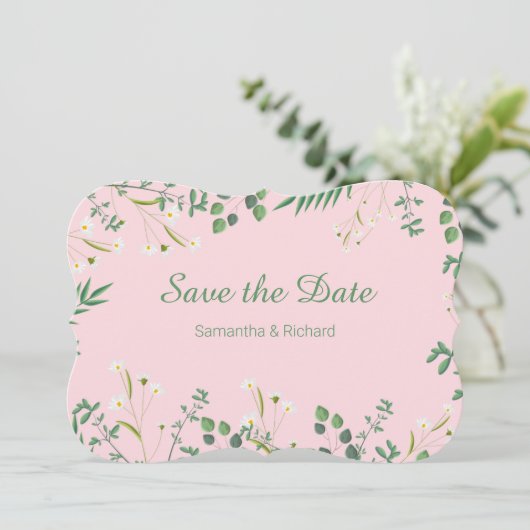 Fijne Floral Border Wedding Feestdagenkaart (Staand voorkant)