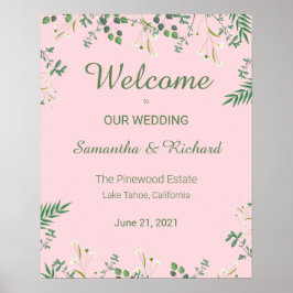 Fijne Floral Border Wedding Poster