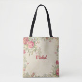 Fijne Floral Design Monogrammed Canvas tas (Voorkant)