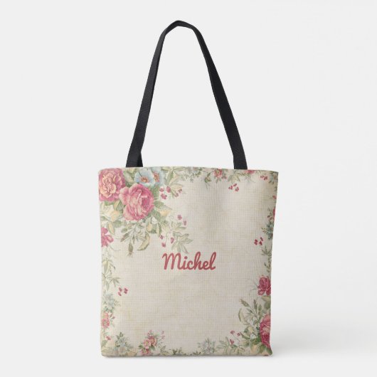Fijne Floral Design Monogrammed Canvas tas (Achterkant)