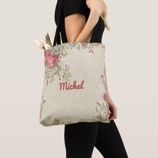 Fijne Floral Design Monogrammed Canvas tas (Dichtbij)