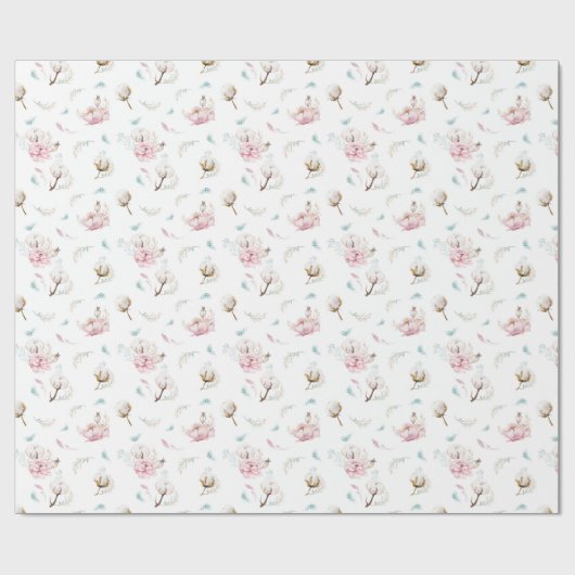 Fijne Floral en katoen Cadeaupapier (Vlak)