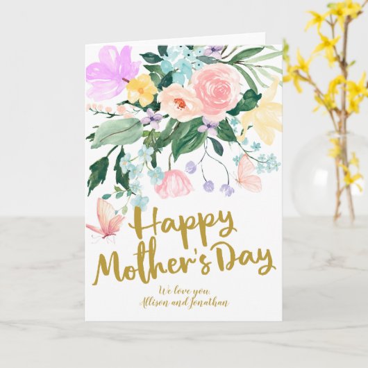 Fijne Floral Happy Mothers Day Holiday Kaart (Gele Bloem)