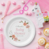 Fijne Floral Roze Baby shower Papier Bord (Feest)