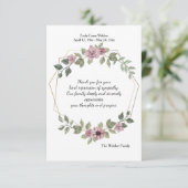 Fijne Floral Sympathie Hartelijk dank Kaart (Staand voorkant)