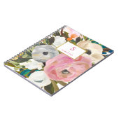Fijne Floral Waterverf met Monogram Notitieboek (Linkerzijde)