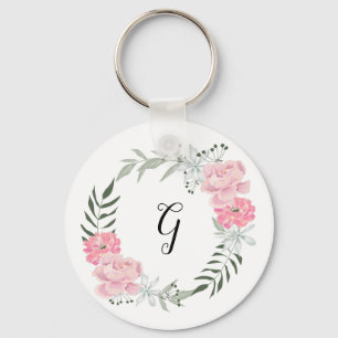 Fijne florale kreet, roze pinda's sleutelhanger