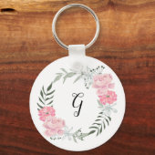 Fijne florale kreet, roze pinda's sleutelhanger (Voorkant)