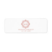 Fijne Florale Monogram Trouw Sigarenband Label (Voorkant)