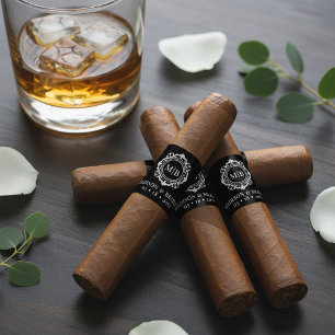 Fijne Florale Monogram Trouw Sigarenband Label