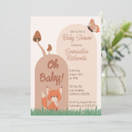 Fijne Forest thema Fox Baby shower Kaart