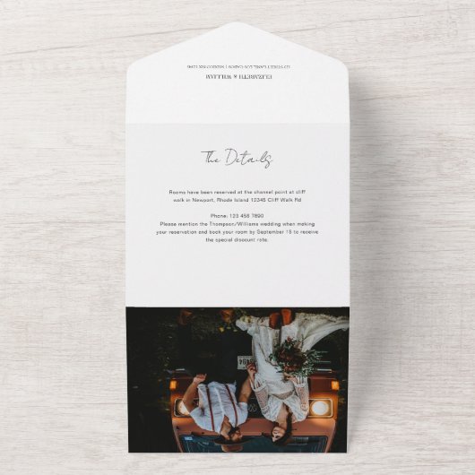 Fijne foto-bruiloft QR-code RSVP All In One Uitnodiging (Buitenkant)