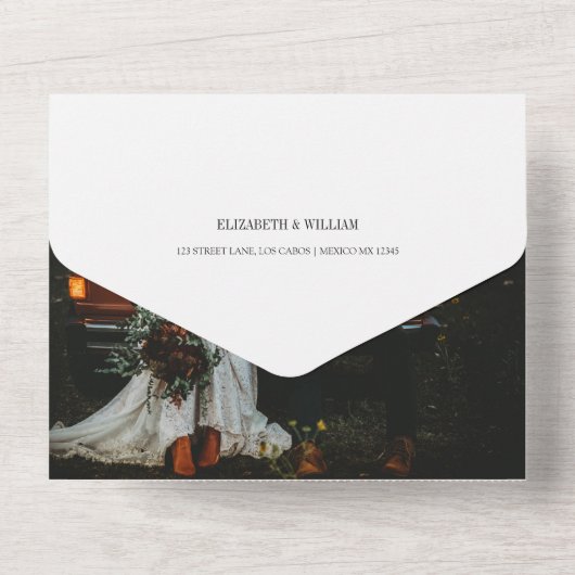 Fijne foto-bruiloft QR-code RSVP All In One Uitnodiging (Achterkant)