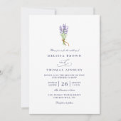 Fijne Franse Lavendel Elegante QR Code Trouwen Kaart (Voorkant)