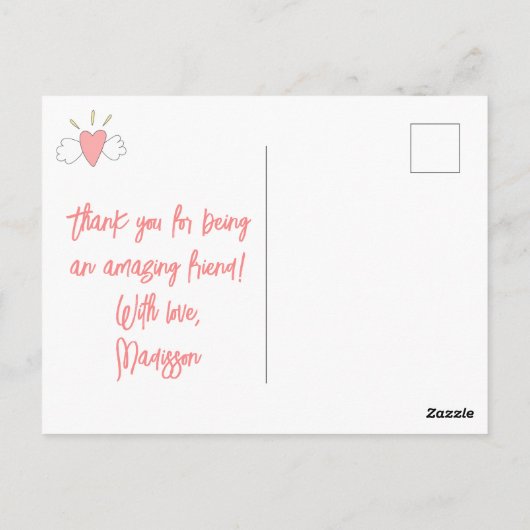 Fijne Galentijnsdag! Schattige Gevleugelde Hartvri Briefkaart (Achterkant)