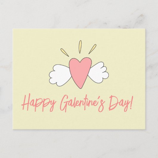 Fijne Galentijnsdag! Schattige Gevleugelde Hartvri Briefkaart (Voorkant)