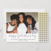Fijne Galentine`s Day Geel Hart Foto Vriend Feestdagenkaart (Voorkant)