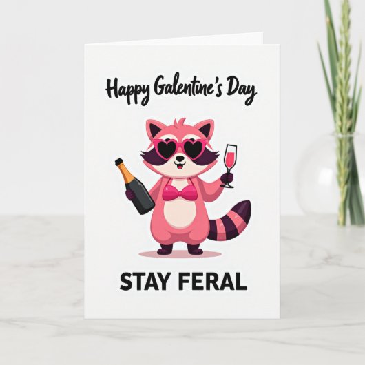 Fijne Galentines Dag Wilde Wasbeer Kaart (Voorkant)