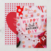 Fijne Galentine's Day Eten & Drinken Feest Uitnodi