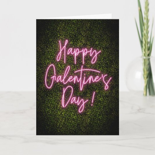 Fijne Galentine's Day Neon Bord Valentijnsdag Kaart (Voorkant)