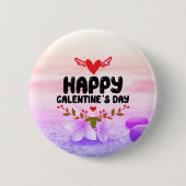 Fijne Galentine's Day Rode Hart & Wings Feest Ronde Button 5,7 Cm (Voorkant)