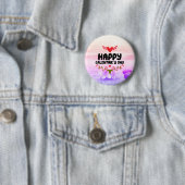 Fijne Galentine's Day Rode Hart & Wings Feest Ronde Button 5,7 Cm (In situ)