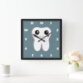 Fijne gebitsgebitste tand glimlachende verkutteken vierkante klok (Huis)