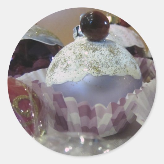 Fijne geglazuurde cupcake ronde sticker (Voorkant)
