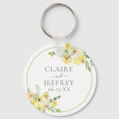 Fijne Gele Bloemen Salie Groen Custom Wedding Sleutelhanger (Voorkant)
