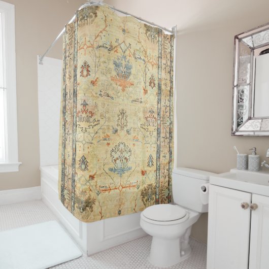 Fijne Gele Dusty Blues Grays  Douchegordijn (In situ)