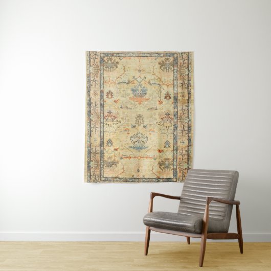 Fijne Gele Dusty Blues Grays  Wandkleed (In situ)