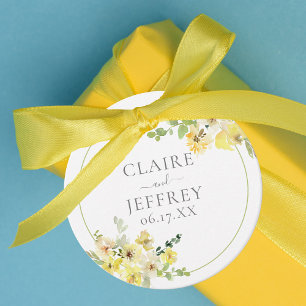Fijne Gele Floral Sage Green Summer Weddenschap Bedankjes Labels